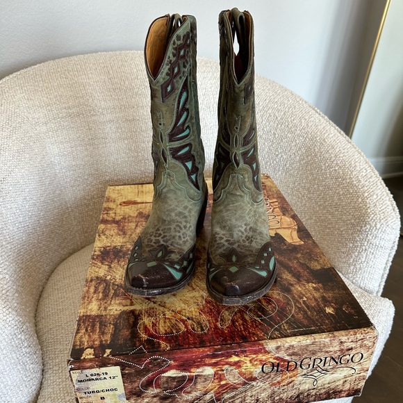 Old Gringo Turquoise/Chocolate Boots - Picture 2 of 5